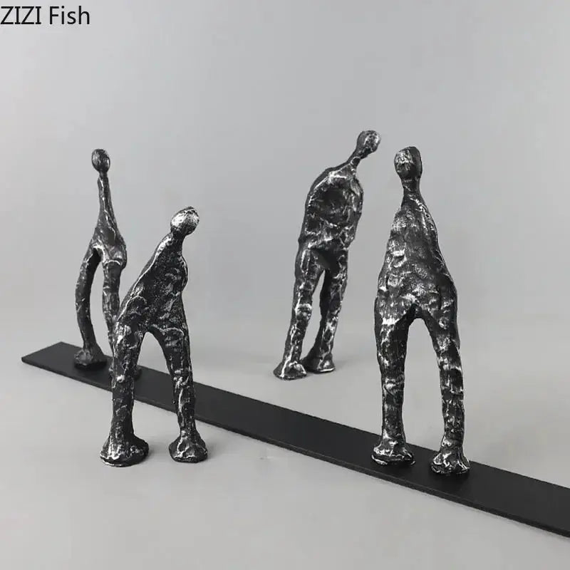 Abstract Human Figures Sculpture Black Cast Iron by House Of Avana