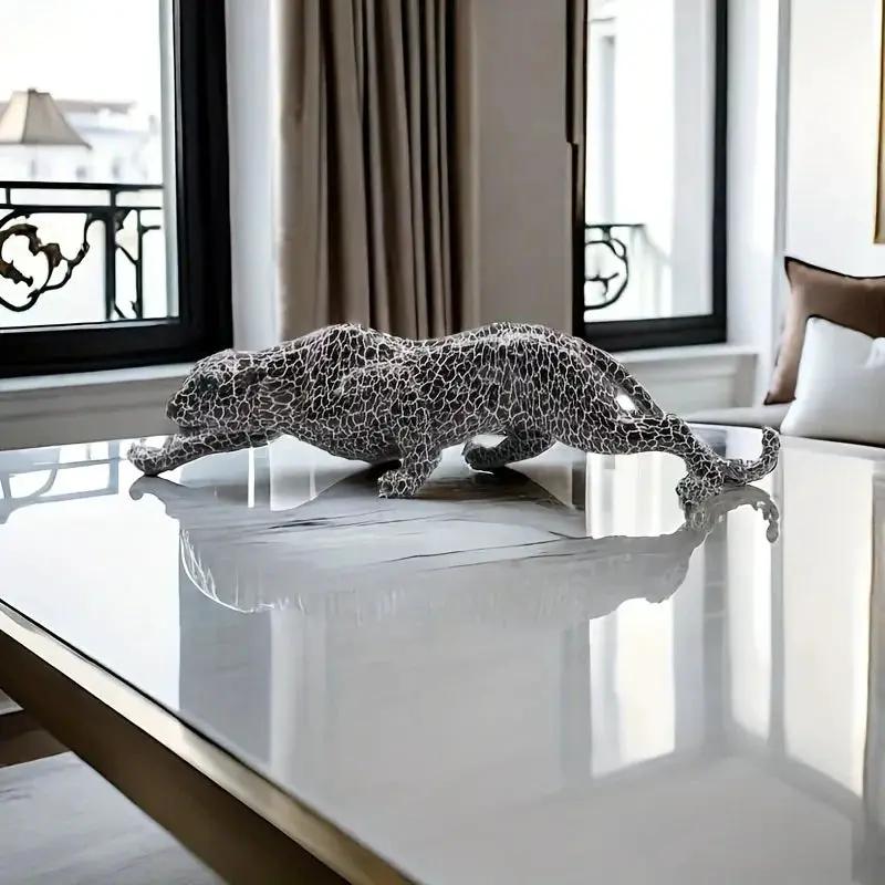 Abstract Leopard Figurine Modern Textured Table Decor by House Of Avana