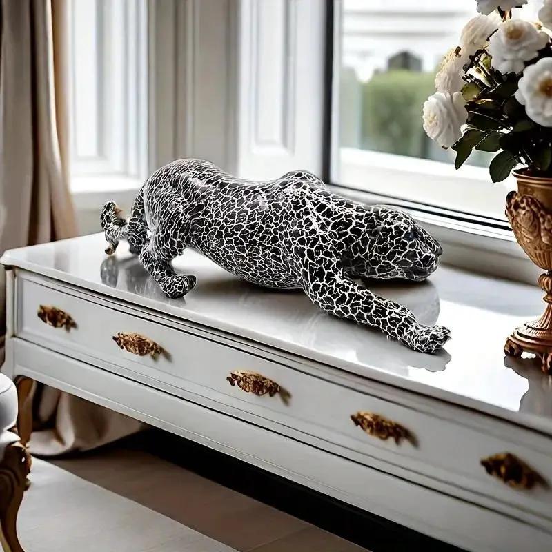 Abstract Leopard Figurine Modern Textured Table Decor by House Of Avana