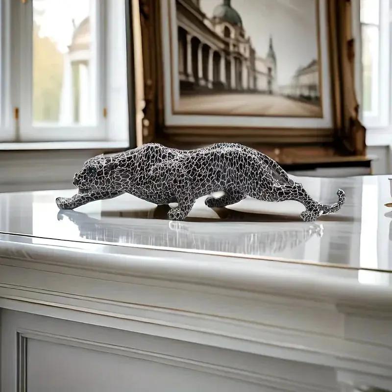 Abstract Leopard Figurine Modern Textured Table Decor by House Of Avana