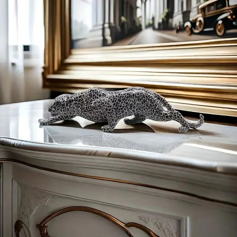 Abstract Leopard Figurine Modern Textured Table Decor by House Of Avana