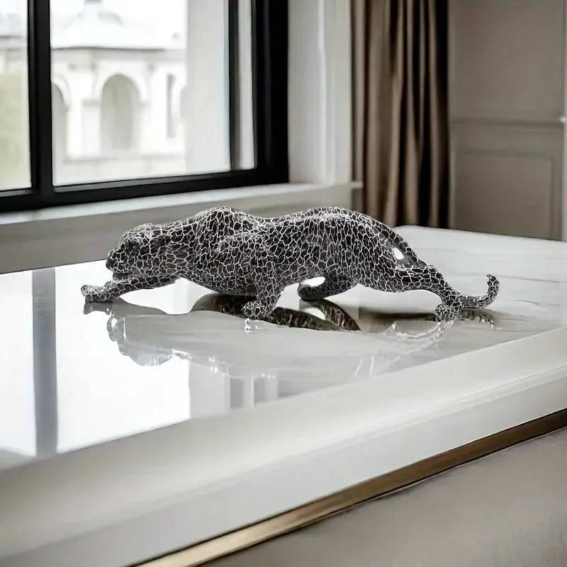 Abstract Leopard Figurine Modern Textured Table Decor by House Of Avana