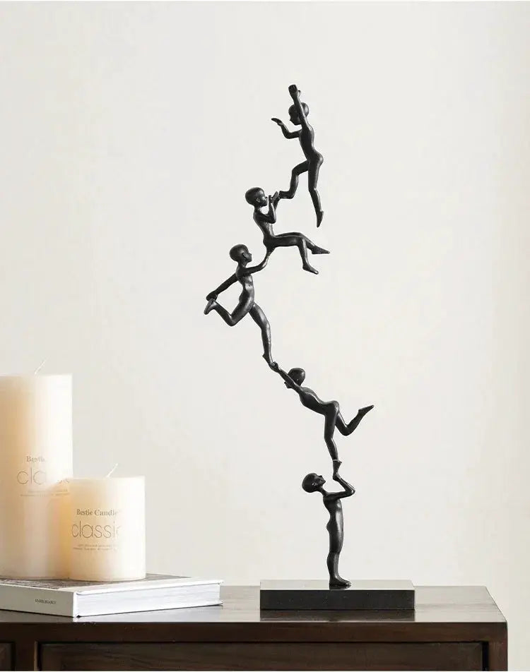 Abstract Acrobatic Sculpture Black with Silver Sphere for Modern Homes by House Of Avana