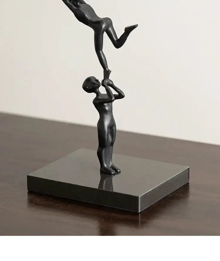 Abstract Acrobatic Sculpture Black with Silver Sphere for Modern Homes by House Of Avana