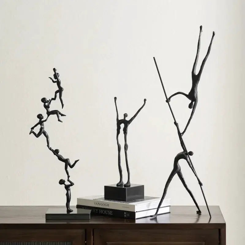 Abstract Acrobatic Sculpture Black with Silver Sphere for Modern Homes by House Of Avana