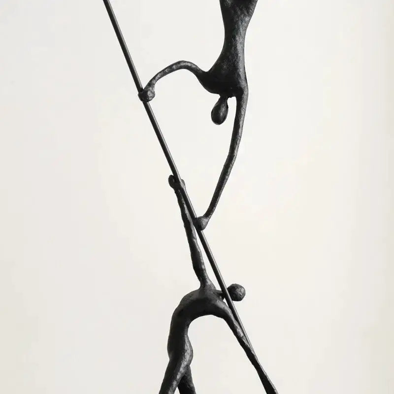 Abstract Acrobatic Sculpture Black with Silver Sphere for Modern Homes by House Of Avana