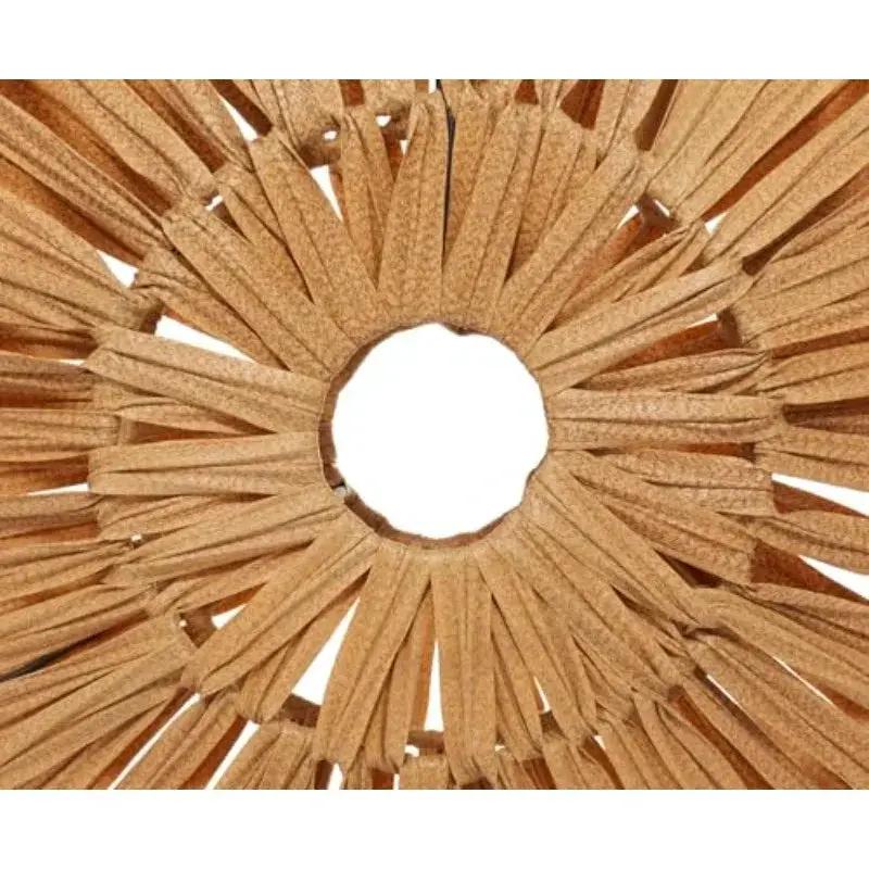 Natural Woven Rattan Circle Sculpture on Stand for Modern Home Decor by House Of Avana
