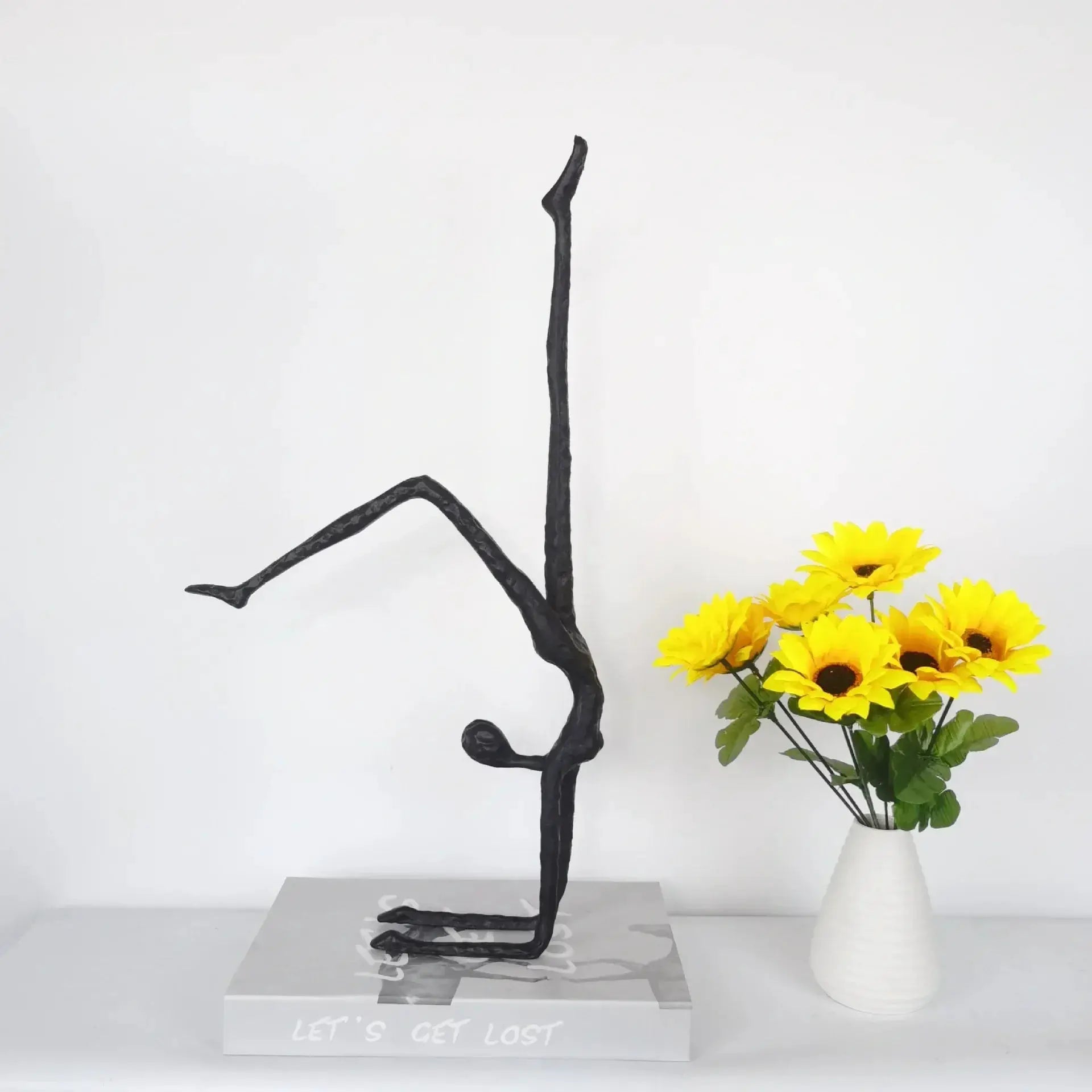 Abstract Iron Dancer Sculpture Matte Black Hammered for Your Home by House Of Avana