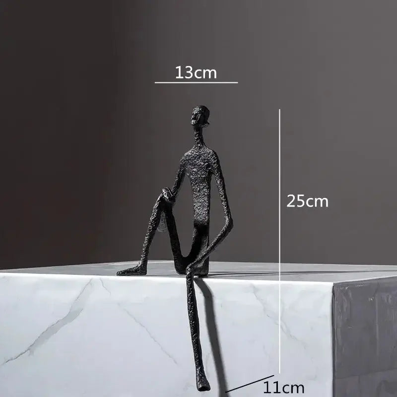 Large Abstract Sitting Human Sculpture Modern Metal Figurine by House Of Avana