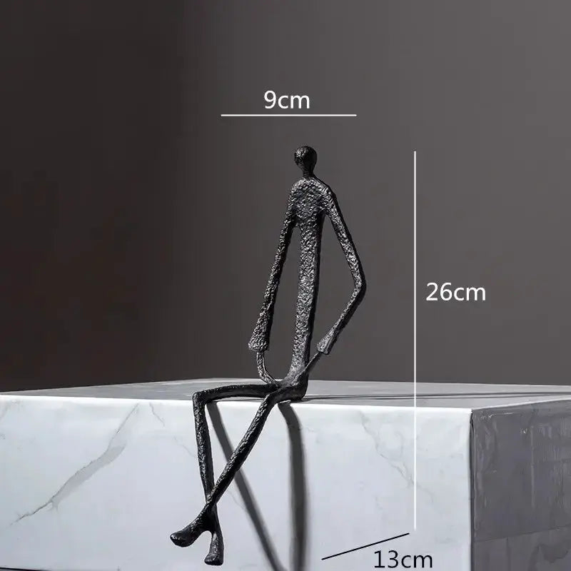 Large Abstract Sitting Human Sculpture Modern Metal Figurine by House Of Avana