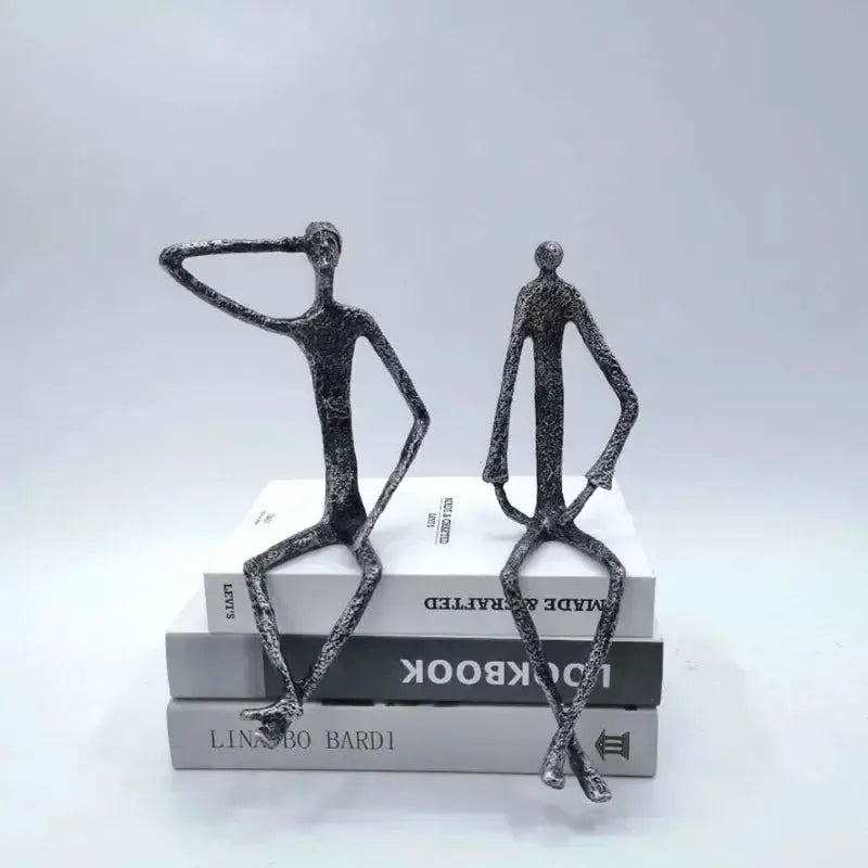 Large Abstract Sitting Human Sculpture Modern Metal Figurine by House Of Avana