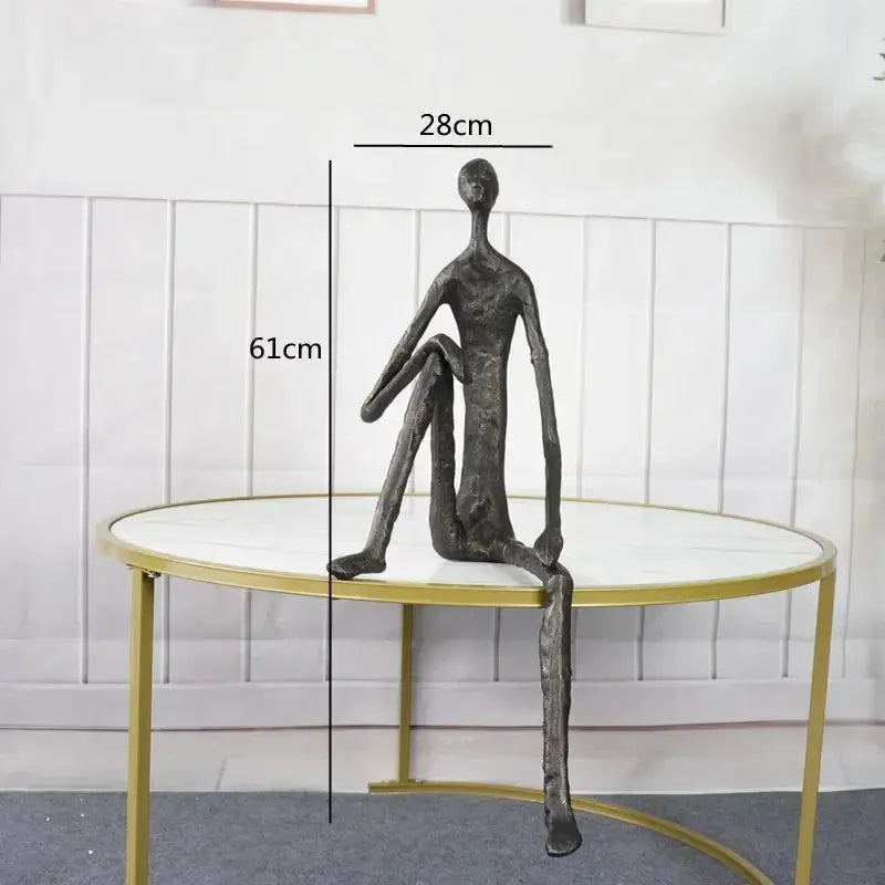 Large Abstract Sitting Human Sculpture Modern Metal Figurine by House Of Avana