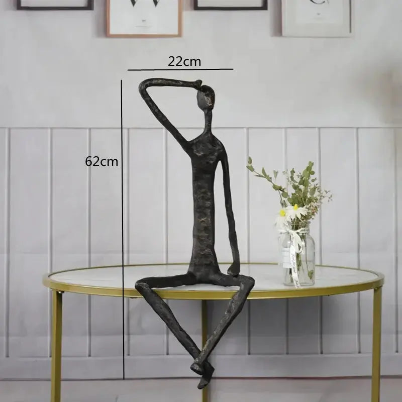 Large Abstract Sitting Human Sculpture Modern Metal Figurine by House Of Avana