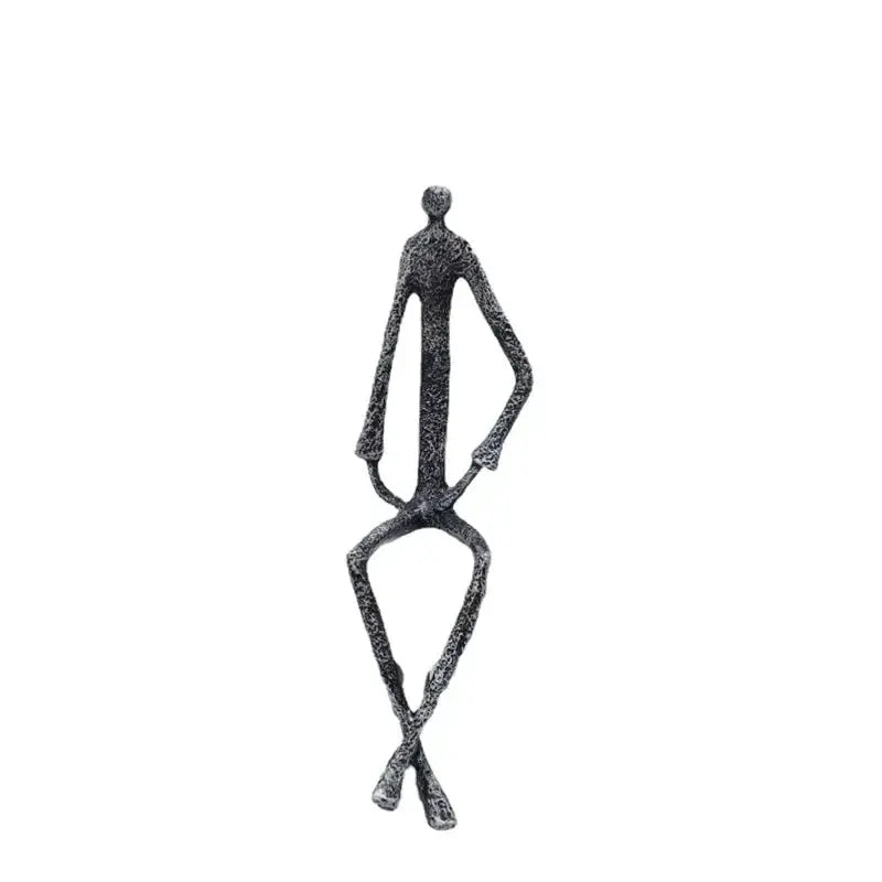 Large Abstract Sitting Human Sculpture Modern Metal Figurine by House Of Avana
