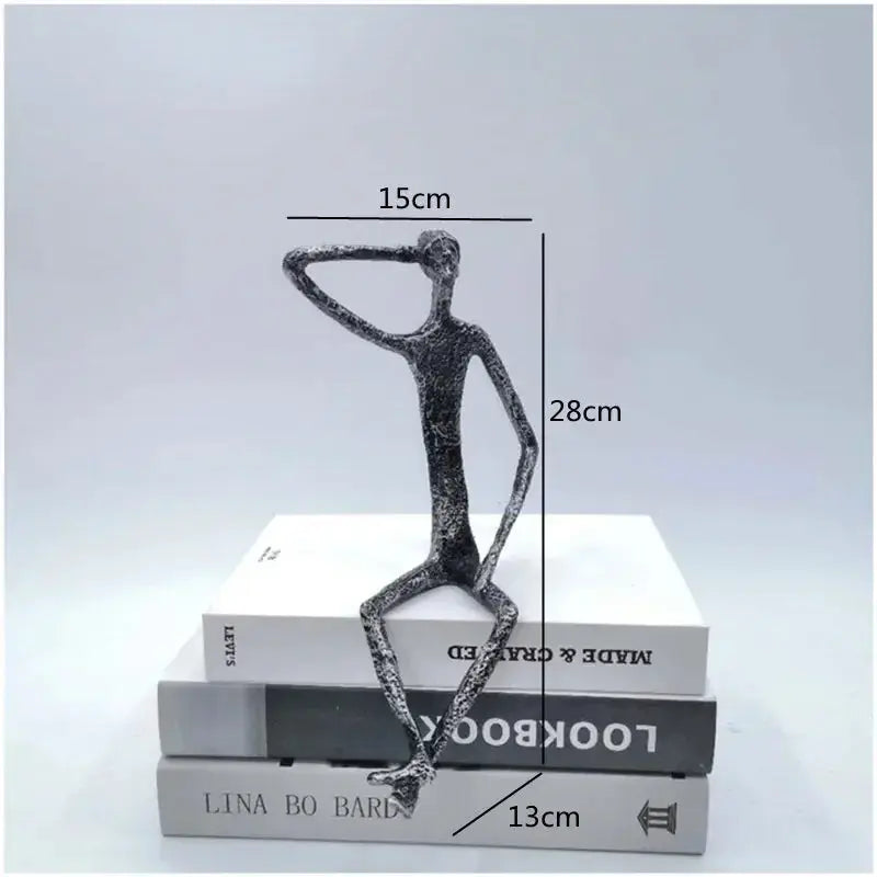 Large Abstract Sitting Human Sculpture Modern Metal Figurine by House Of Avana