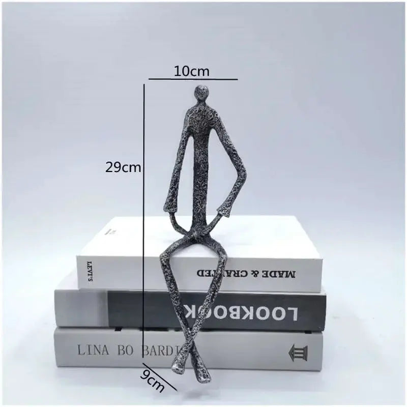 Large Abstract Sitting Human Sculpture Modern Metal Figurine by House Of Avana