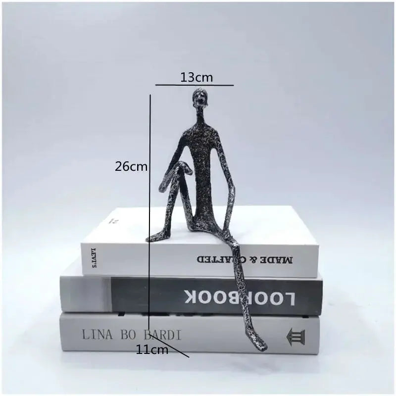 Large Abstract Sitting Human Sculpture Modern Metal Figurine by House Of Avana