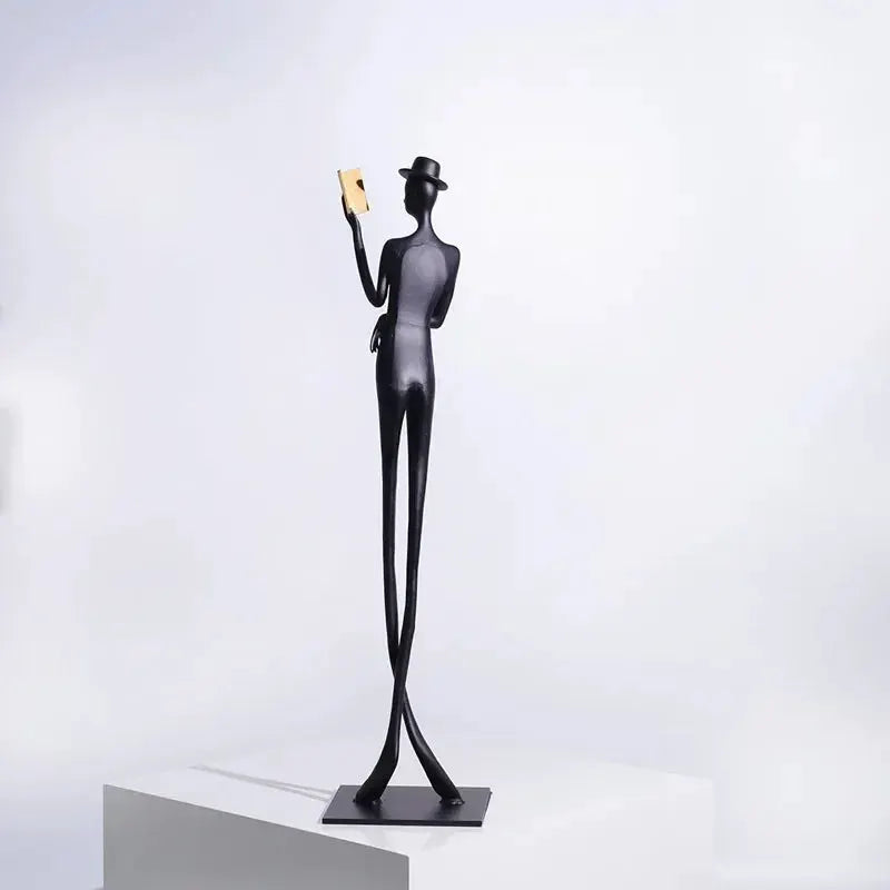Modern Reading Gentleman Figurine Sculpture for Home Decor by House Of Avana
