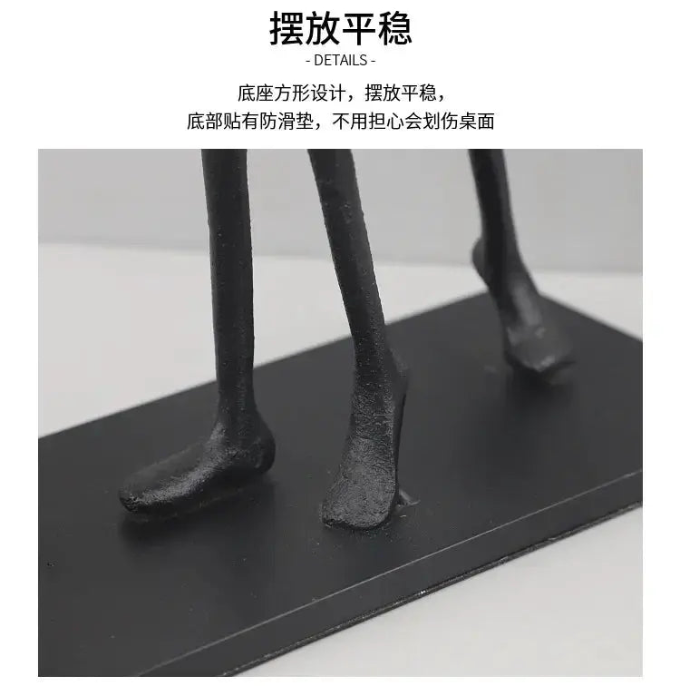 Abstract Walking Figures Sculpture with Gold Briefcases for Your Home by House Of Avana