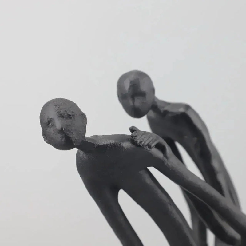 Abstract Walking Figures Sculpture with Gold Briefcases for Your Home by House Of Avana