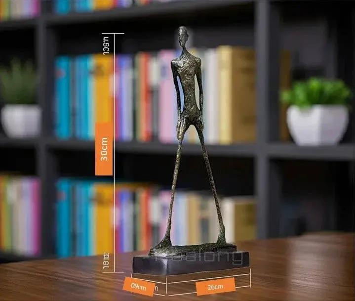 Abstract Walking Man Sculpture Modern Textured Metal Figurine by House Of Avana