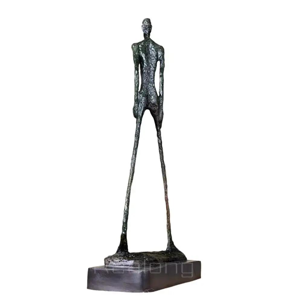 Abstract Walking Man Sculpture Modern Textured Metal Figurine by House Of Avana