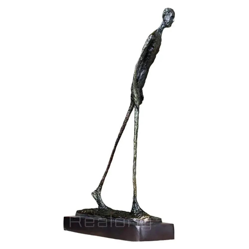 Abstract Walking Man Sculpture Modern Textured Metal Figurine by House Of Avana