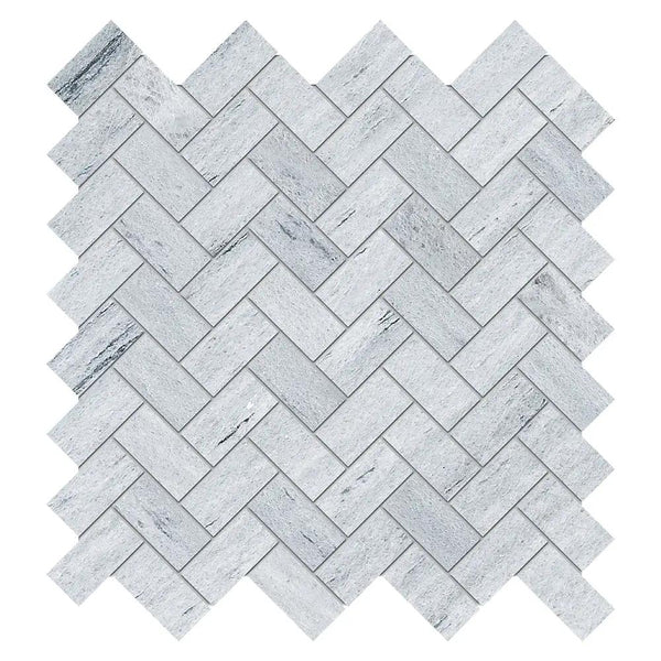Abyssal Pearl Honed Herringbone 1x2 Marble Mosaics 11x11
