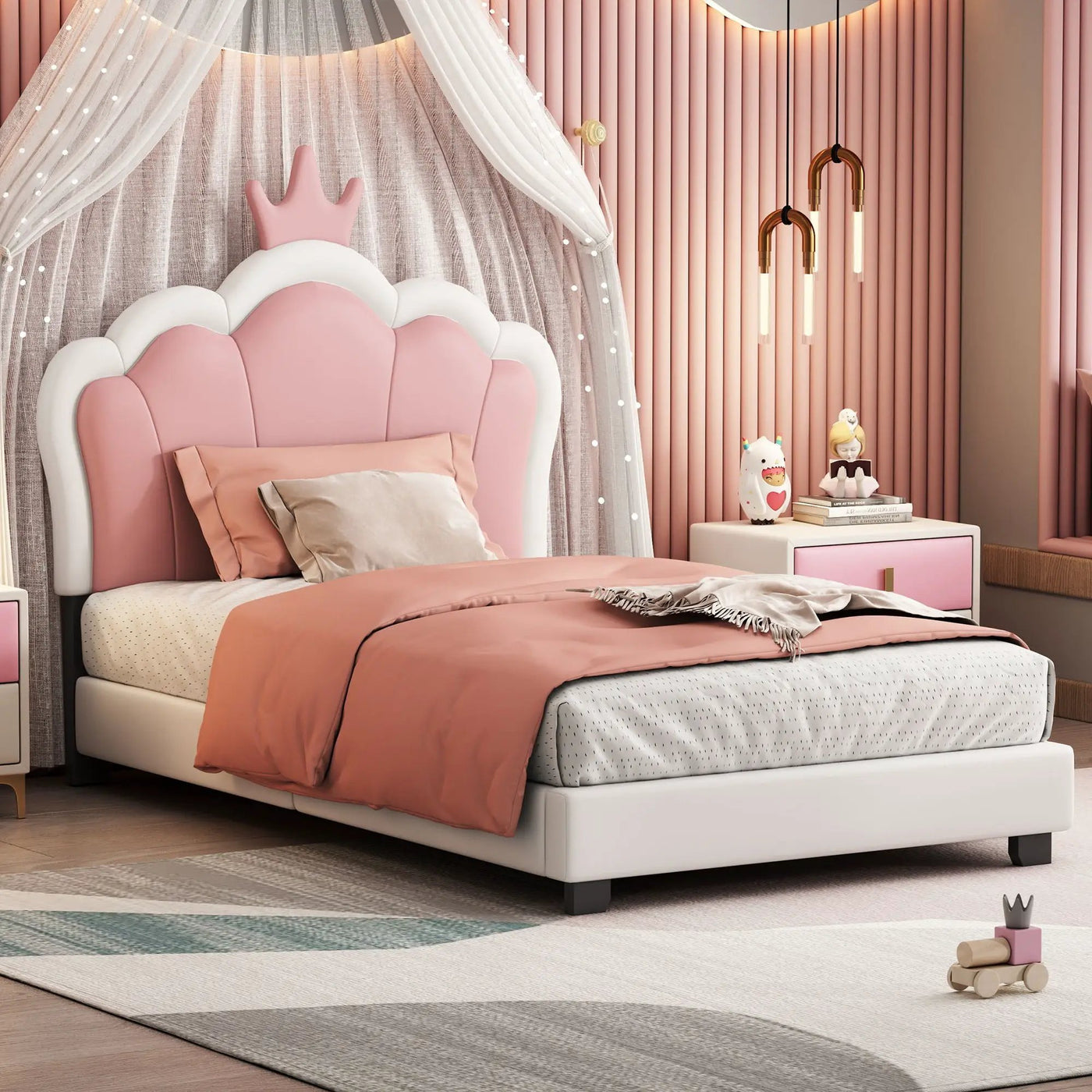Upholstered Princess Platform Bed With Crown Headboard by HouseOfZazla