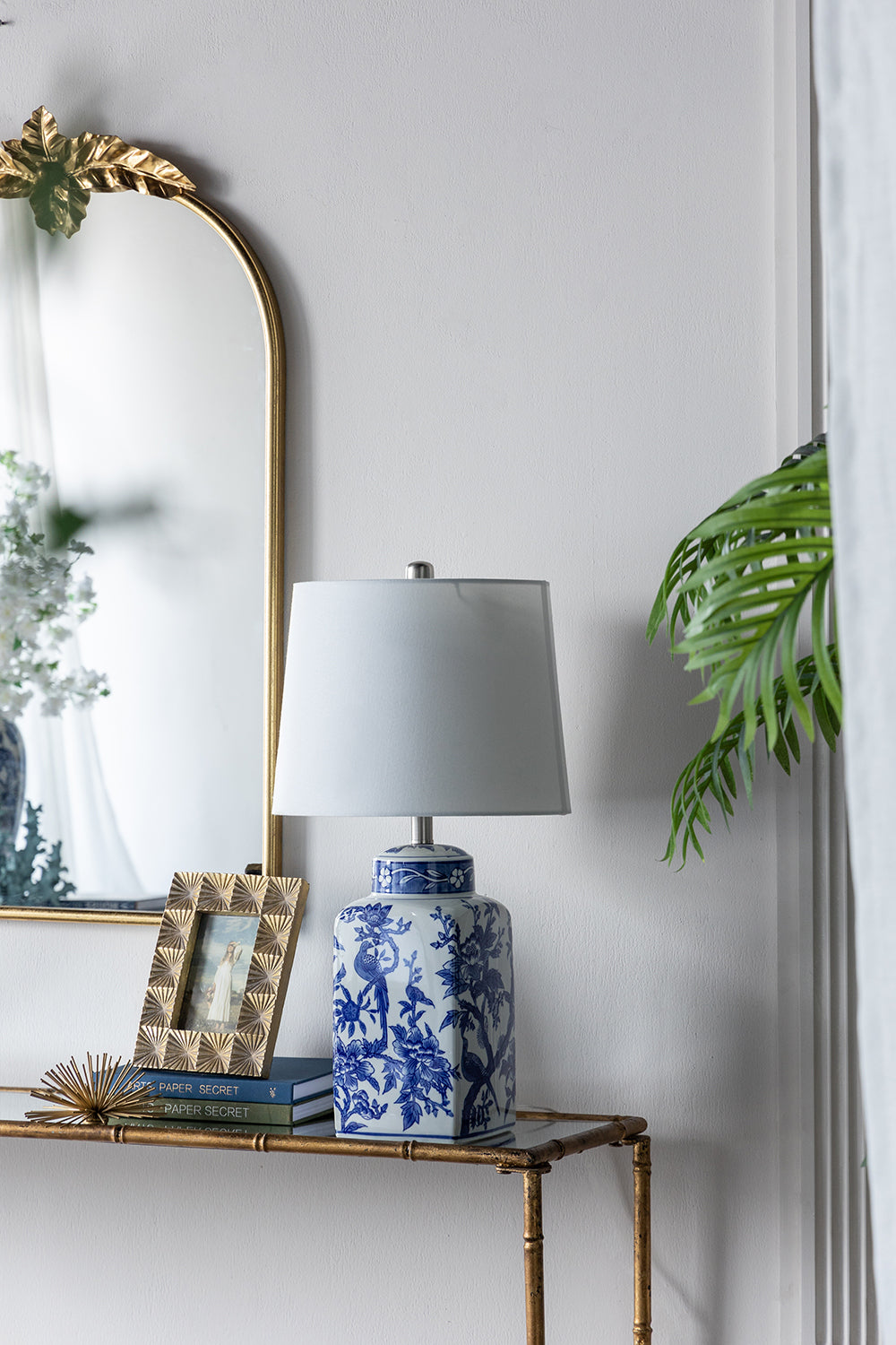 13x25' Blue and White Ceramic Vase Lamp by HouseOfZazla