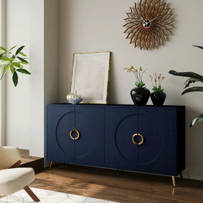 Modern Lacquered 4 Door Wooden Cabinet Sideboard Buffet Server Cabinet Storage Cabinet, For Living Room, Entryway, Hallway, Office, Kitchen And Dining Room by Unique Piece Furniture