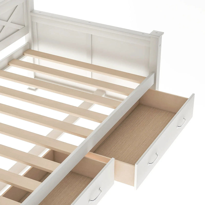 Modern Daybed With 2 Large Drawers, X Shaped Frame