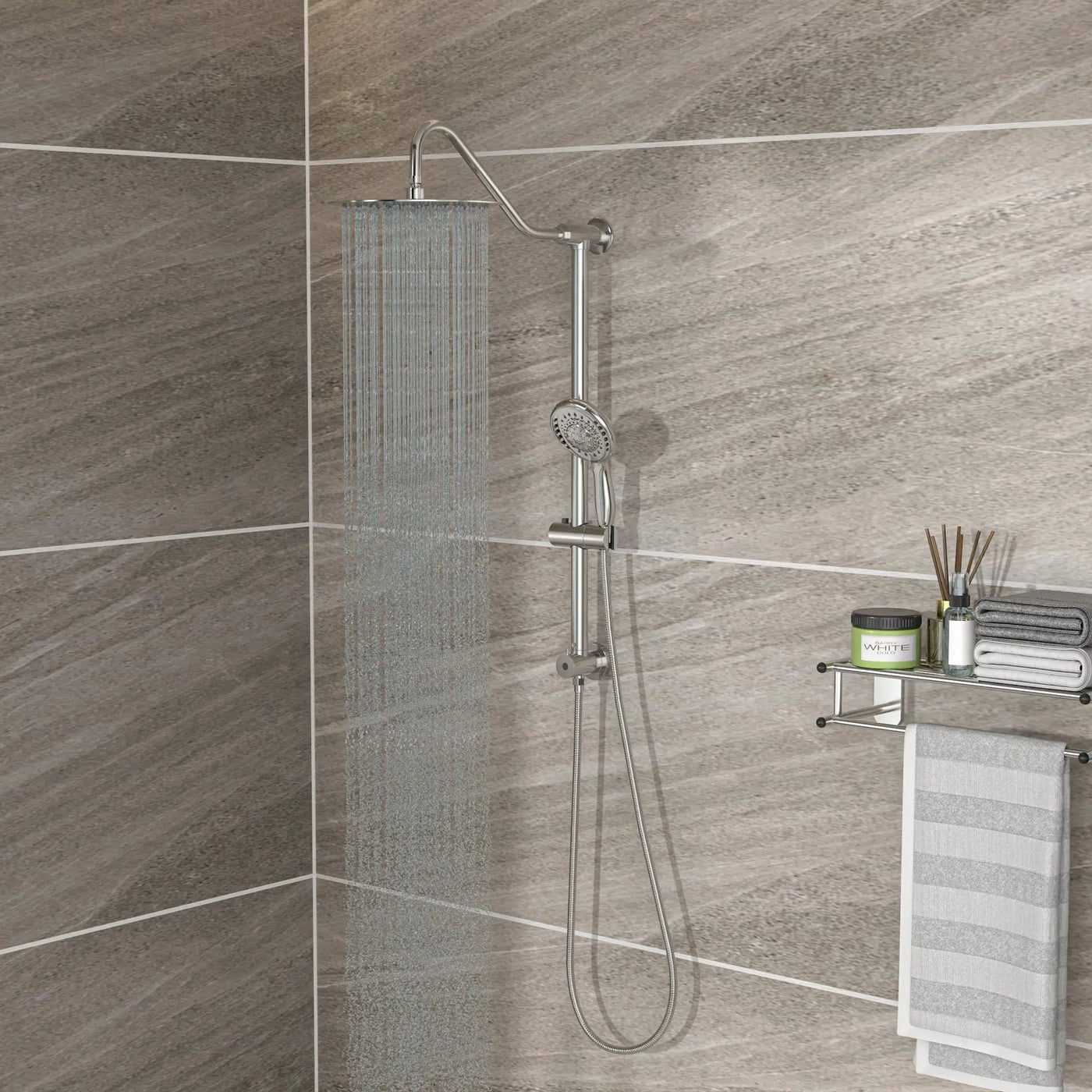 Shower System With 5 Function Rain Hand Shower And Slide Bar Combo by HouseOfZazla