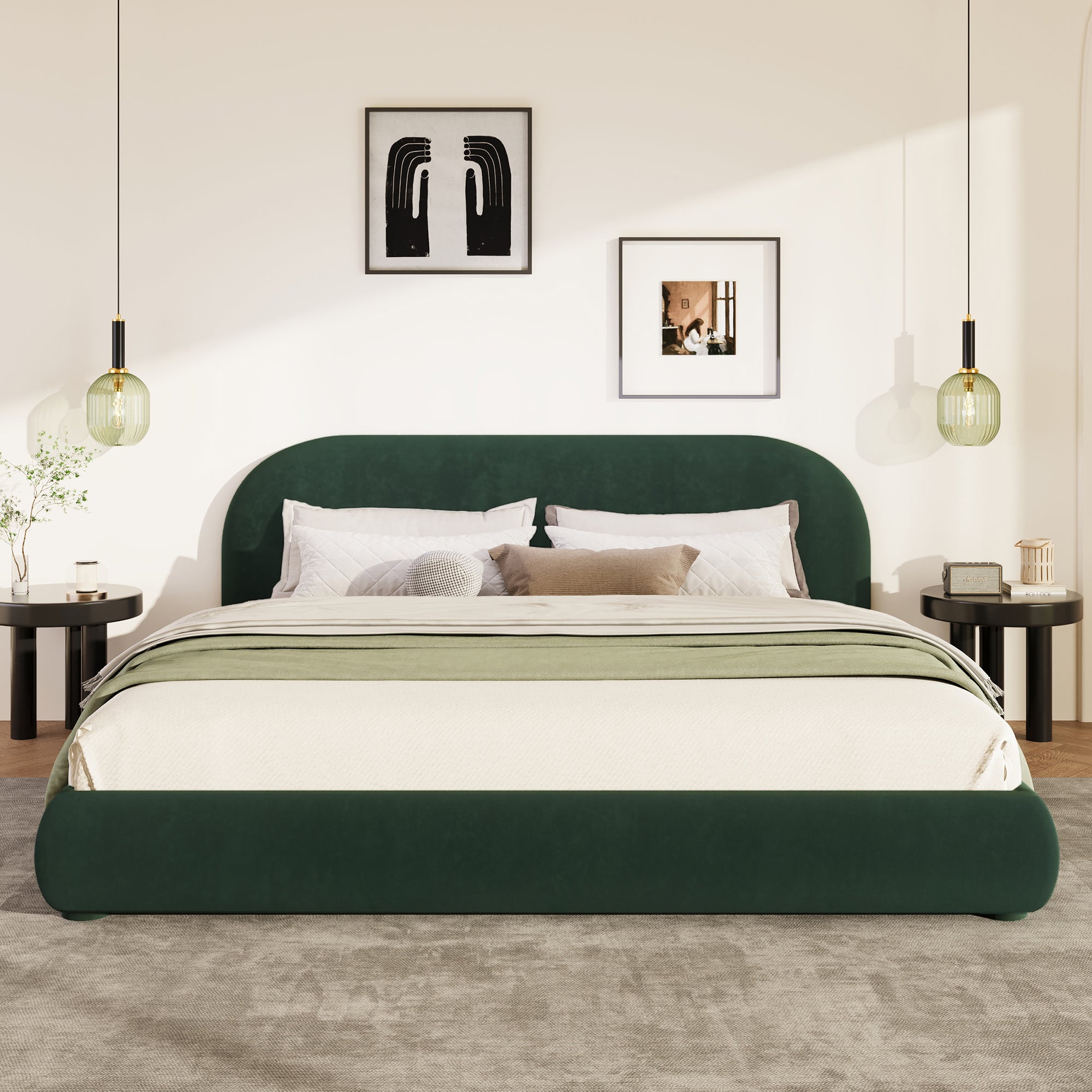 Dark Green Velvet Bed Frame by HouseOfZazla