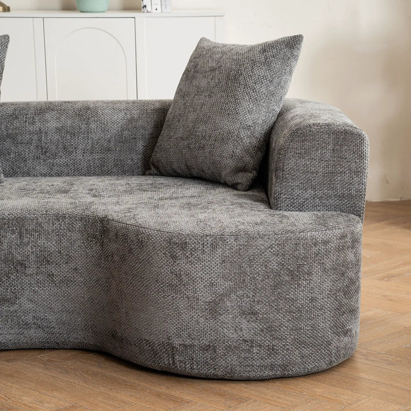 Modern Style Ultra Smooth Curved Sofa With 3 Pillows by HouseOfZazla