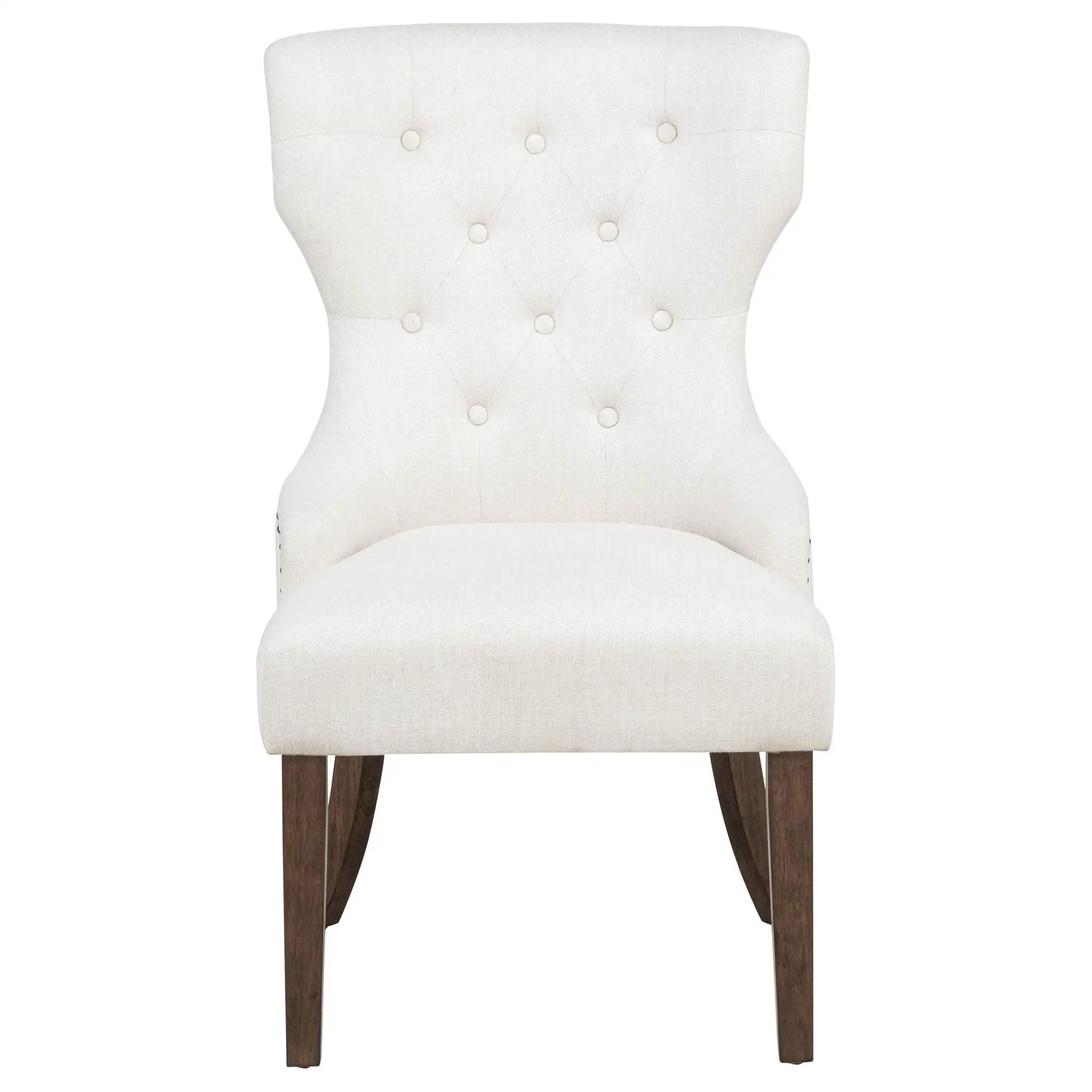 Baney Fabric Upholstered Dining Side Chair Cream and Dark Oak by Unique Piece Furniture
