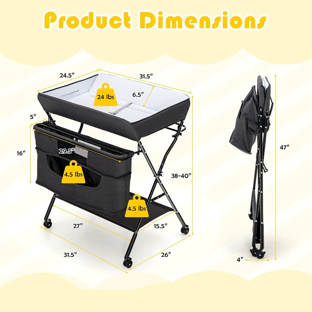 Portable Adjustable Height Newborn Nursery Organizer with by DirectDeals
