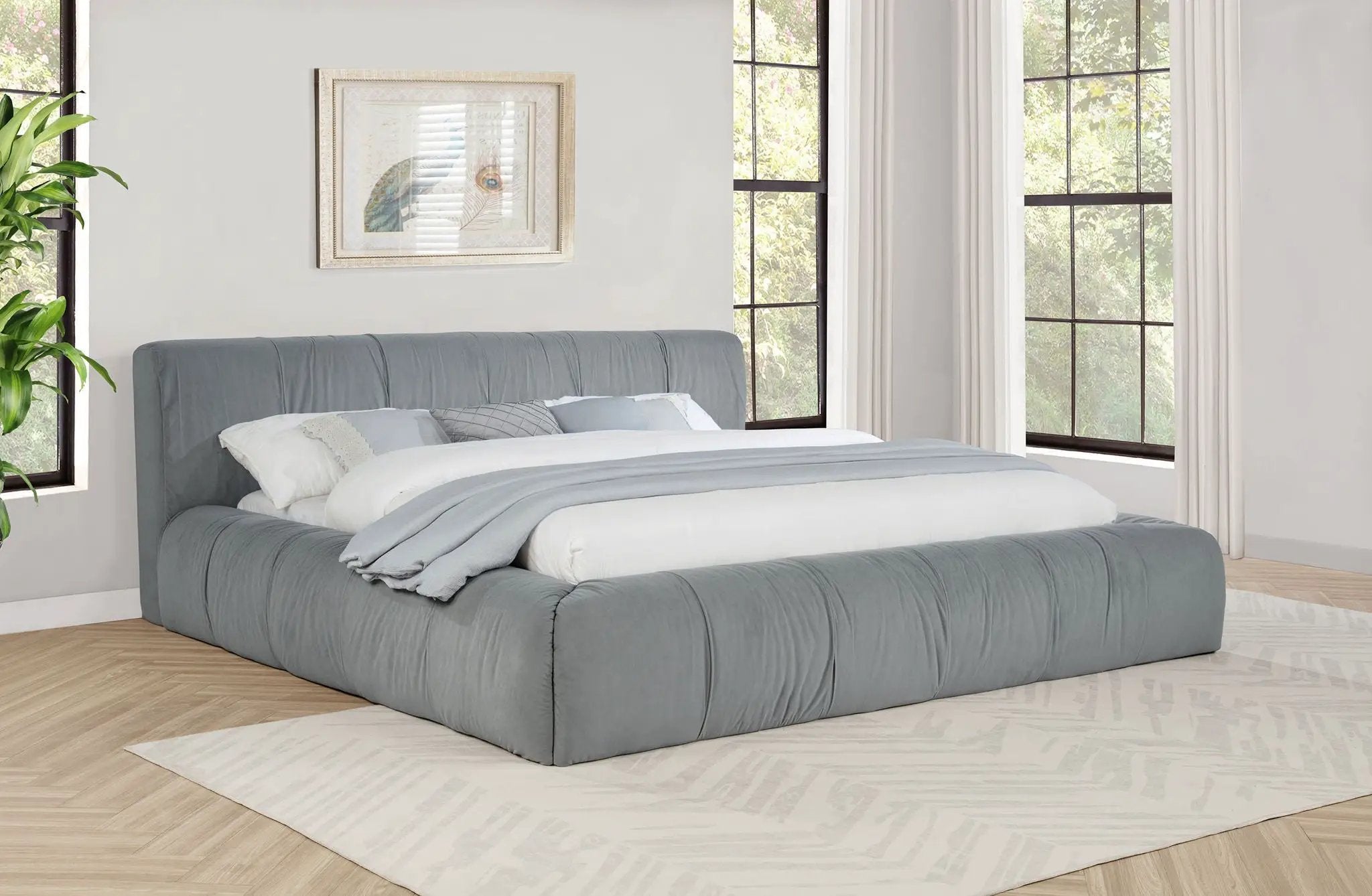 Wilshire Upholstered California King Platform Bed Grey by Unique Piece Furniture