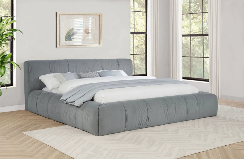 Wilshire Upholstered California King Platform Bed Grey by Unique Piece Furniture