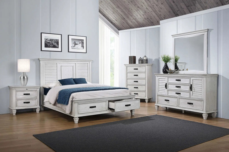 Franco 2-drawer Nightstand Distressed White by Unique Piece Furniture
