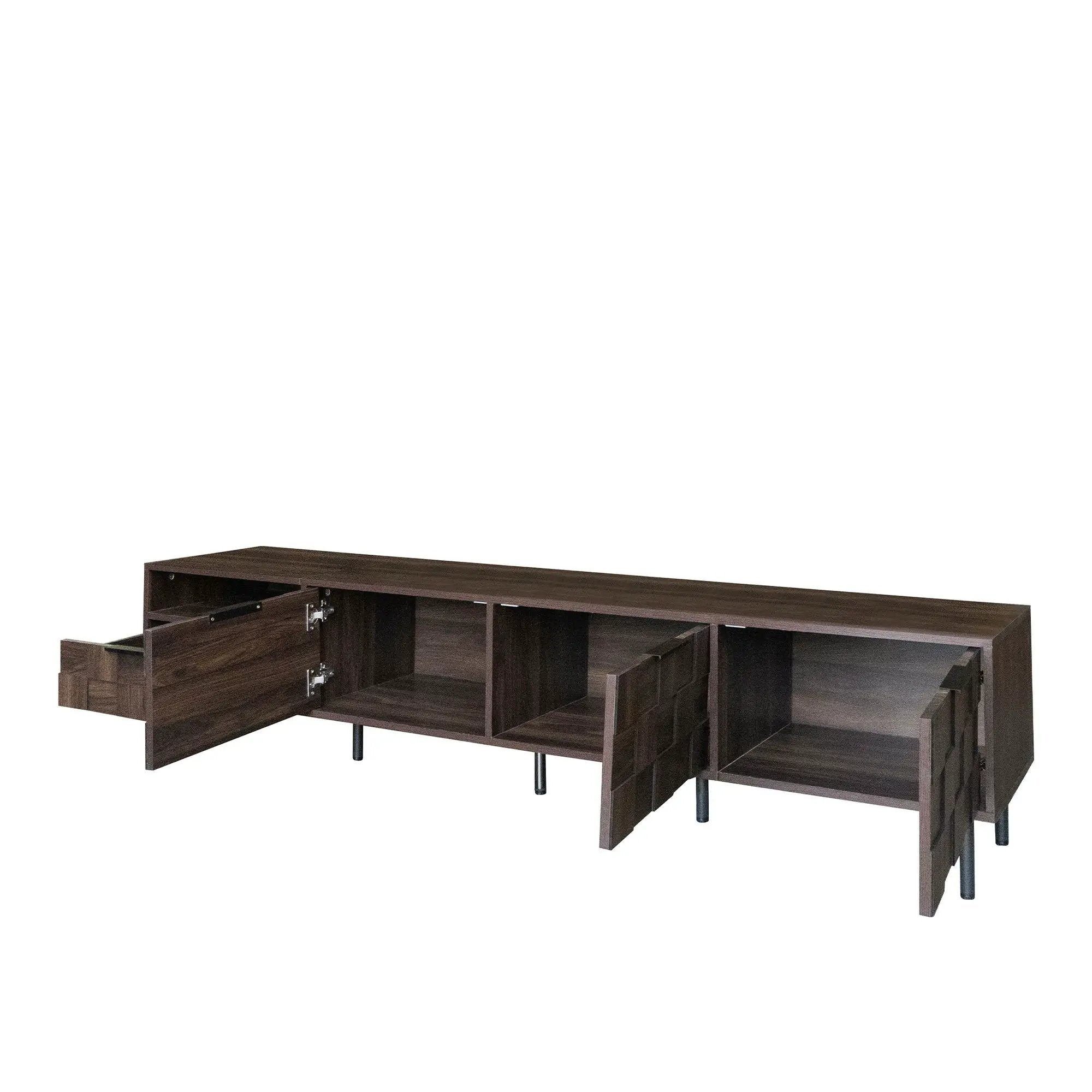 78" TV Stand With Storage Cabinets For Living Room - Walnut by HouseOfZazla
