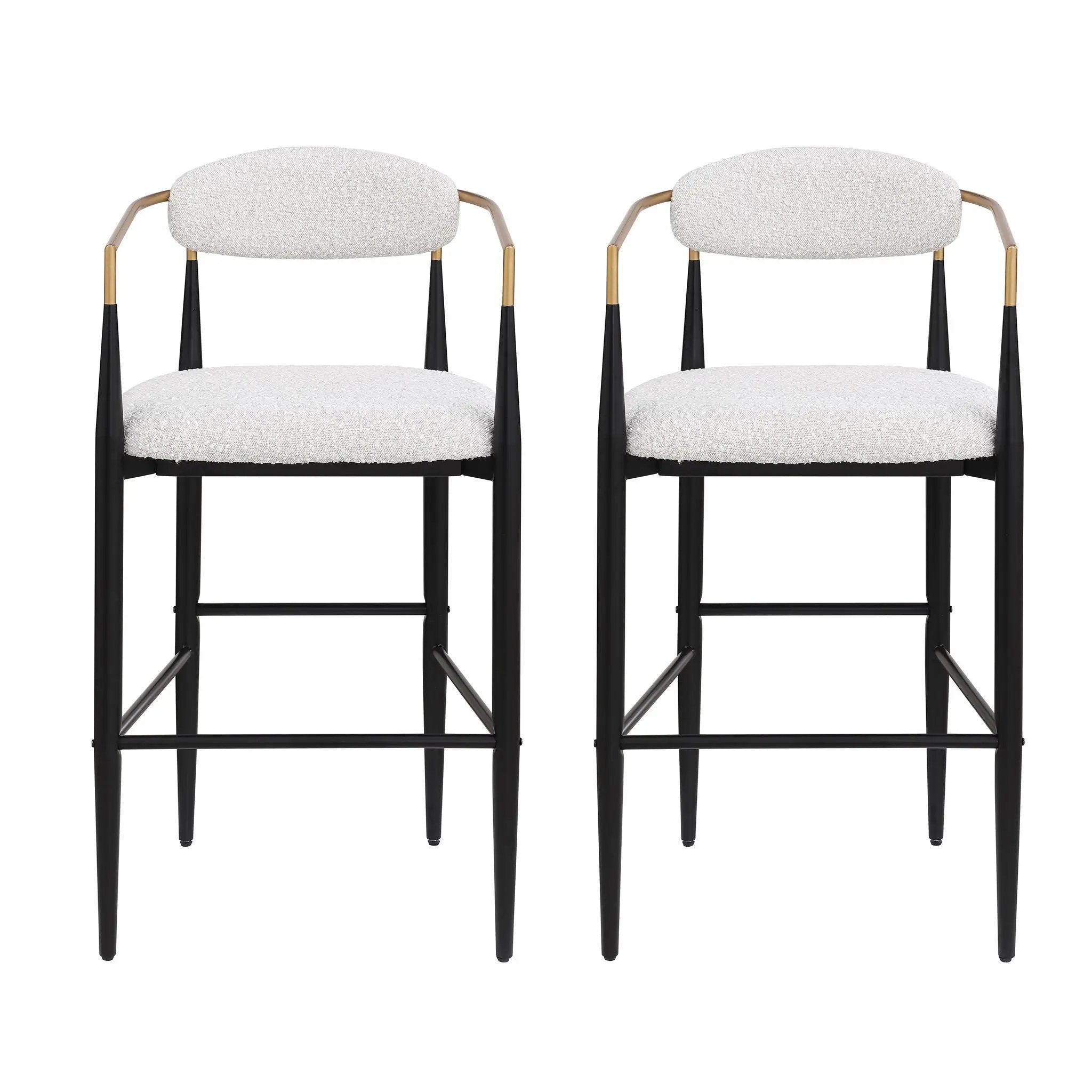 Upholstered Bar Stools With Backs for Kitchen Island (Set of 2) - Beige by HouseOfZazla