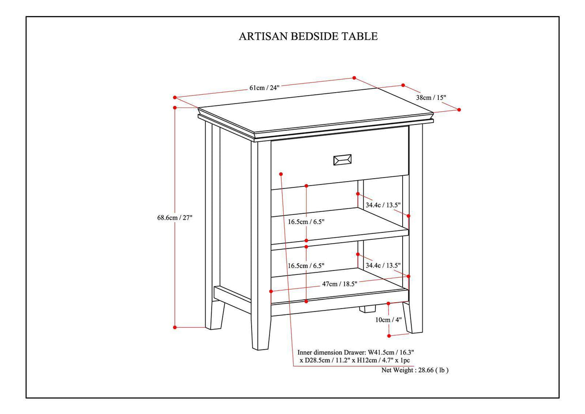 Handcrafted Bedside Table with Drawer and Shelf - Multiple Colors, photo 33 of 40