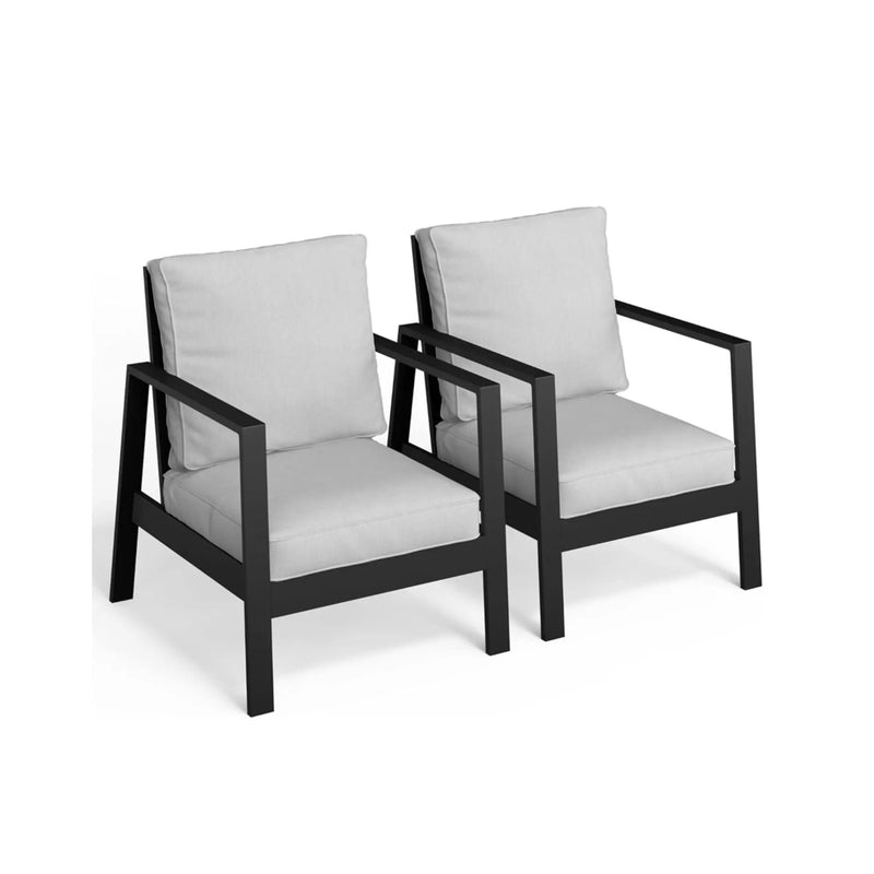 All-Weather Ergonomic Patio Armchairs With Thick Cushions (Set of 2) by HouseOfZazla