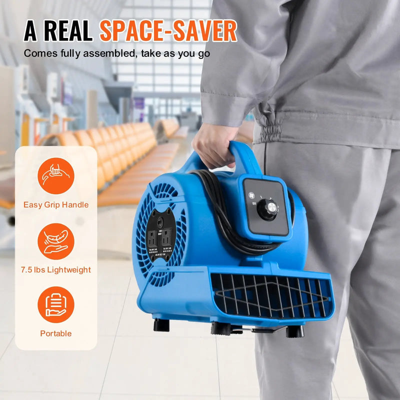 Floor Blower 1360 RPM 600 CFM Air Mover with 4 Blowing Angles 3-Speeds by HouseOfZazla