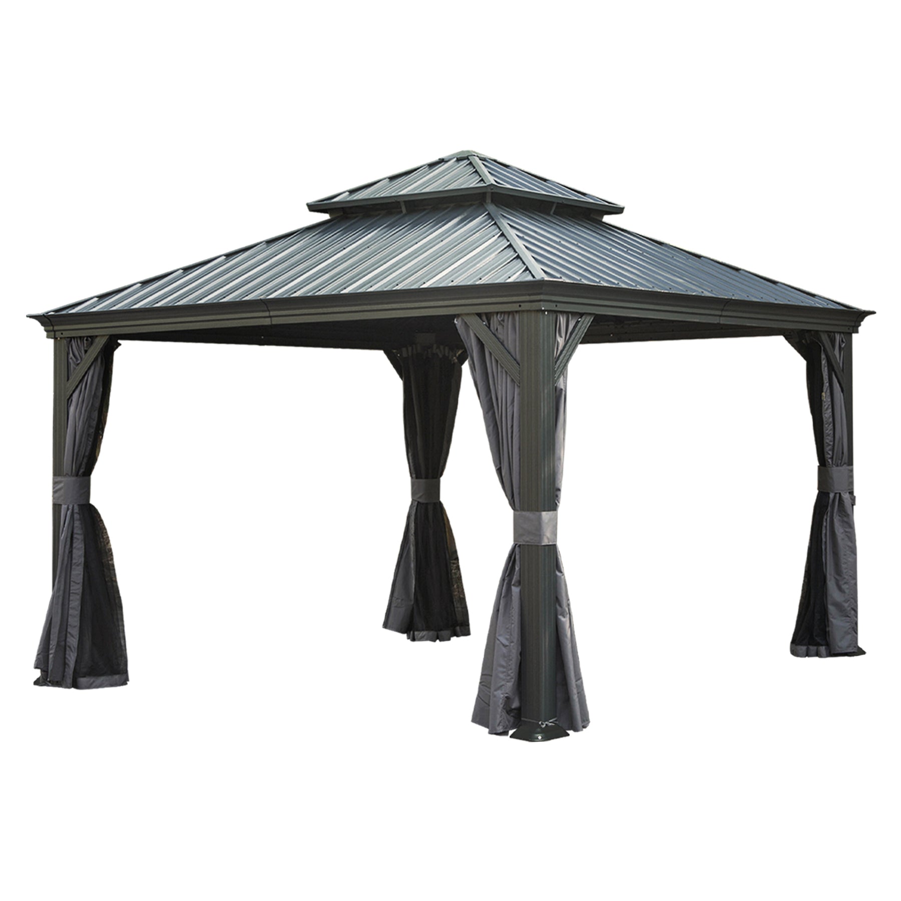 12'x12' Hardtop Gazebo Canopy with Galvanized Steel Double Roof by HouseOfZazla