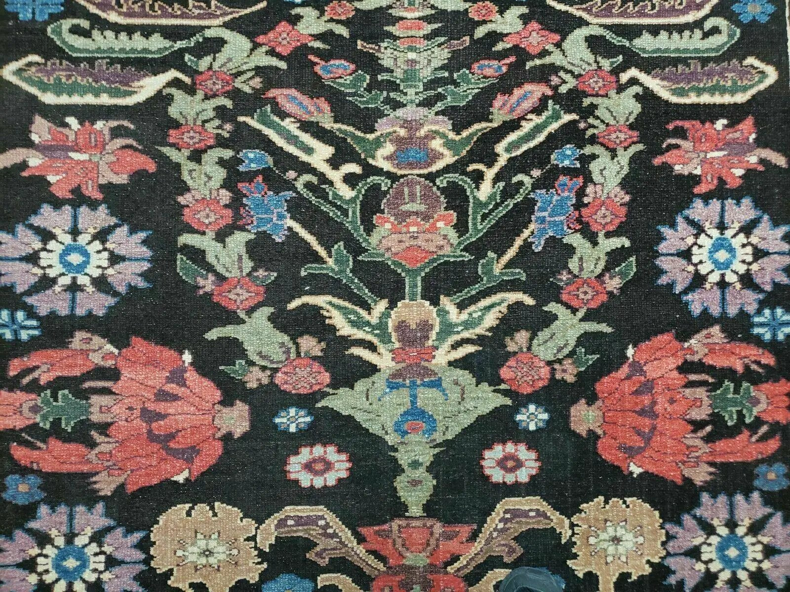 4' 5" X 16' 1" Antique Karabagh Caucasian Rug Handmade Wool Carpet Organic Dye by Jewel Rugs