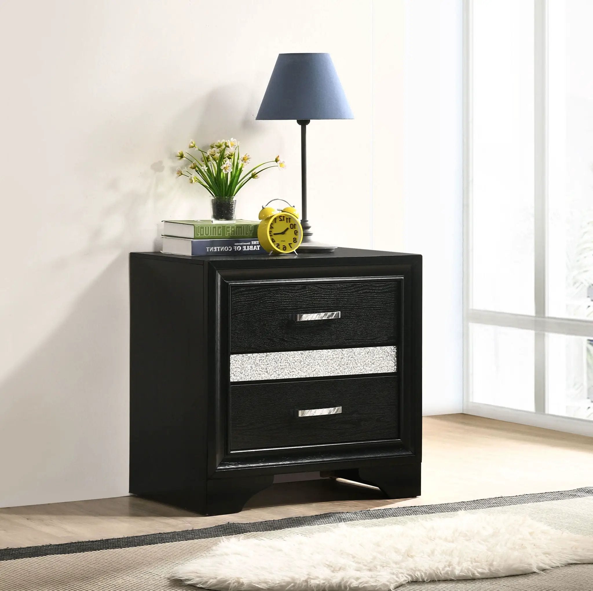 Miranda 3-drawer Nightstand Bedside Table Black by Unique Piece Furniture
