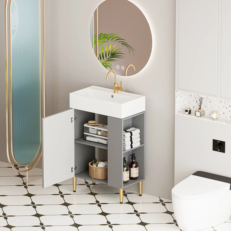 21.6" Open-Shelving Vanity with Ceramic Sink by HouseOfZazla