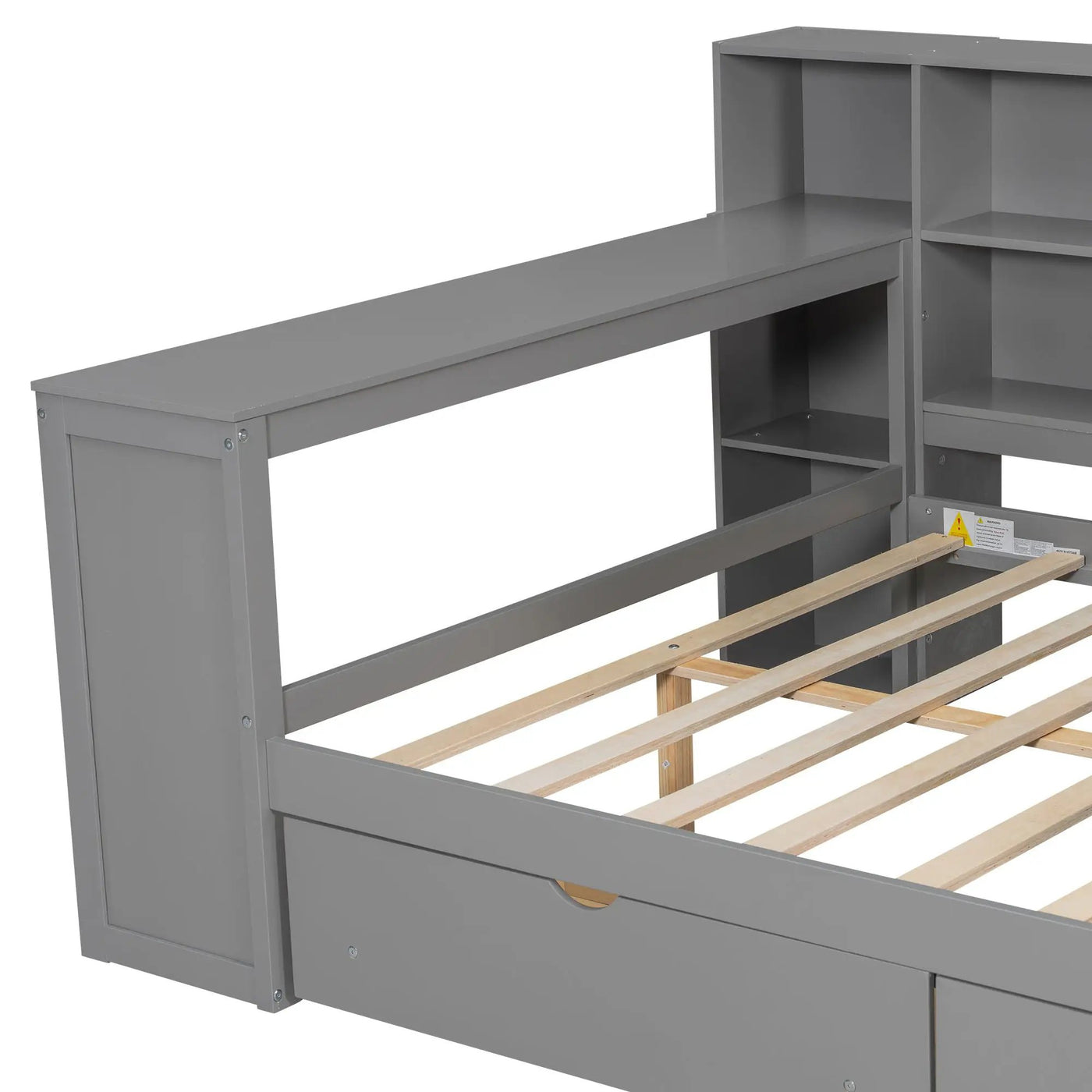 Platform Bed With Storage Shelves, Drawers, Charging Station, LED, Desk by HouseOfZazla